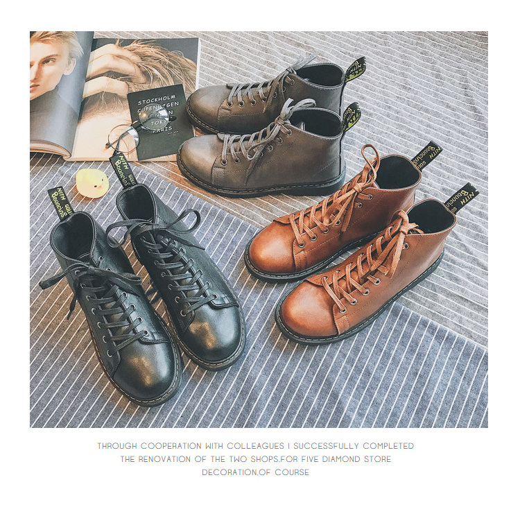 Aberdeen văn học nam mùa hè dụng cụ nam ngoài trời retro sa mạc đen boots da boots giúp đỡ cao Martin khởi động