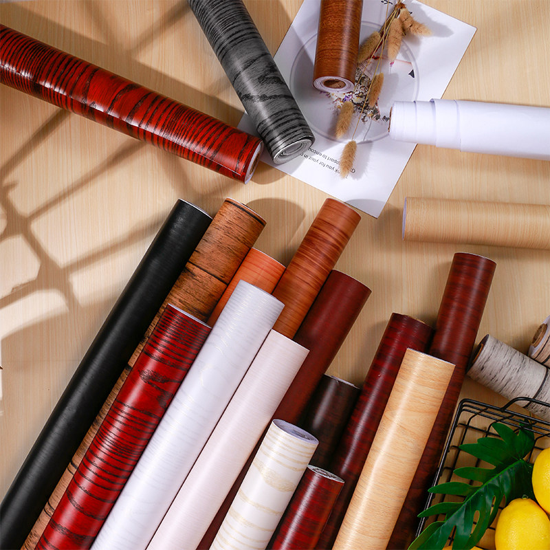 Waterproof 3D wood - resistant wood - taped wallpaper cabinet Boeing soft wooden paper tableboard door renovated stickers