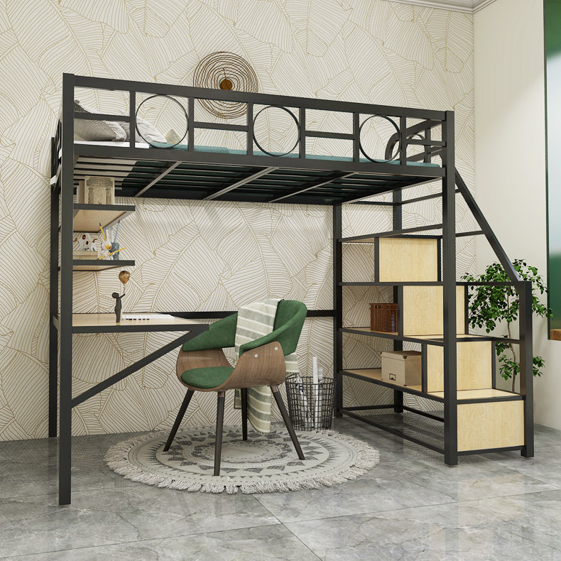 New Nordic student dorm loft bed under bed and under table bunk bed modern minimal iron elevated bed