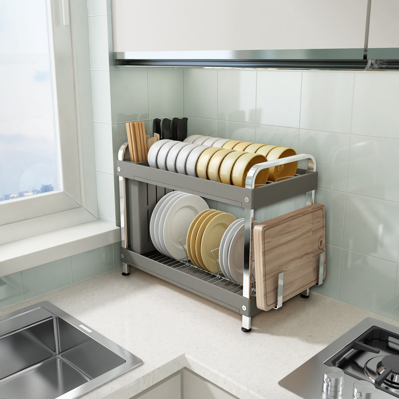 Kitchen Shelve Bowl Rack Drain Rack Drain rack Airing Dish Plate Rack Home Countertop Containing rack Bowl Chopstick Containing box-Taobao