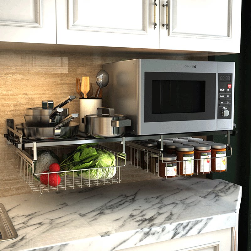 Microwave oven layer rack electric oven pan with layer frame special able to pull and pull hanging basket object basket shelve basket