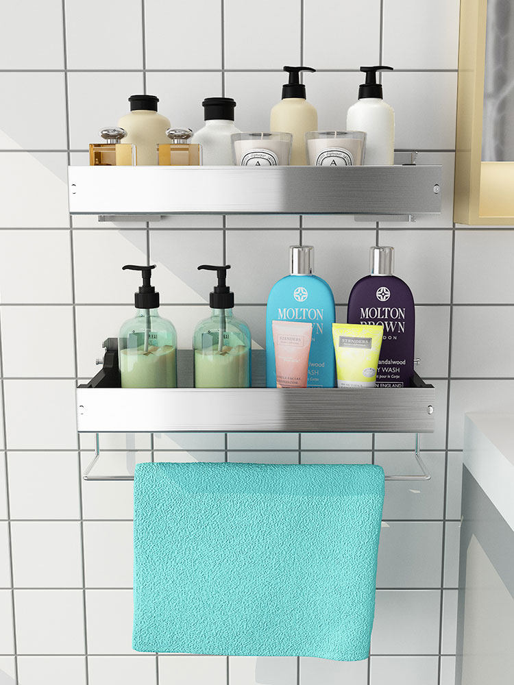 Hole-free powder room bathroom shelf Wall-mounted washstand towel rack Toilet toilet toilet rack Storage shelf