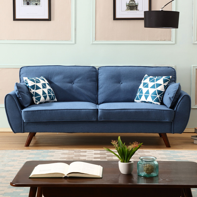 Jianshixuan Nordic small apartment fabric sofa living room combination independent spring package single double three-person sofa