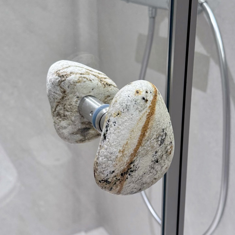 Shower Room Door Handle, Bathroom Door Handle, Natural Stone Creative Door Handle, Single-Hole Glass Door Handle