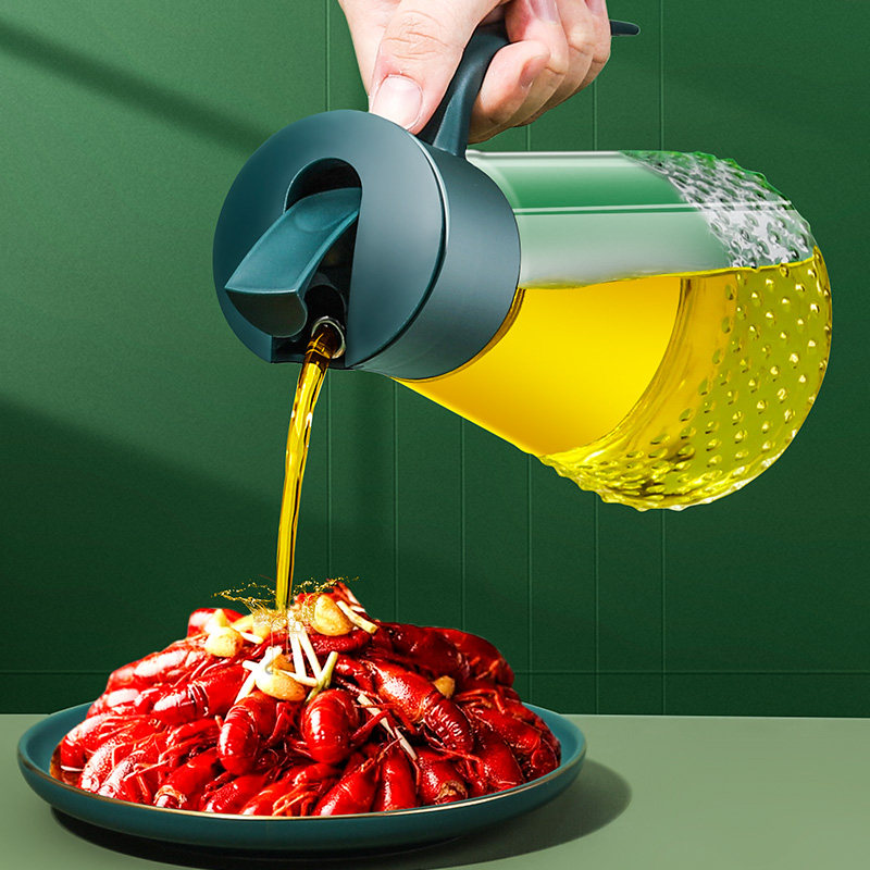 Glass oil jug Home Kitchen Oil Tank Automatic Opening And Closing Large Capacity Soy Sauce Oil Vinegar Tank Leakproof not hanging oil Small oil bottle