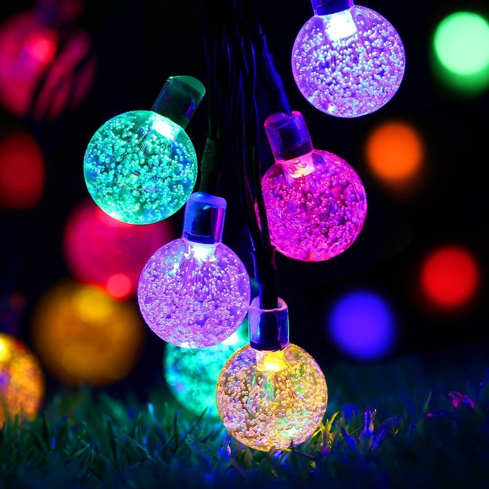 Solar lantern Round ball light string outdoor bubble ball light flashing Household New Year Outdoor decorative light Waterproof Spring Festival