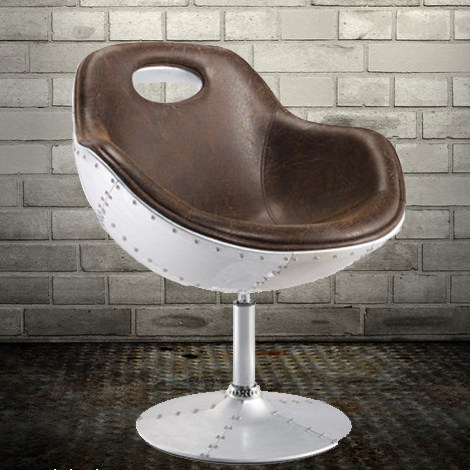 Rivets made old eggs swan wine glass retro Inn metal Ask for space aluminum leather shell flight book room swivel single chair