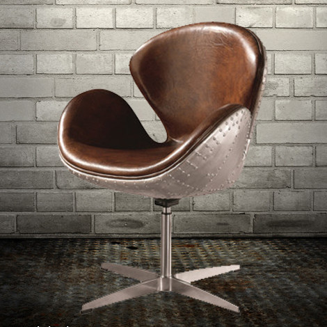 European and American loft retro industrial wind furniture Office Casual Sofa Bar Aluminum Leather Eggs Swan Cafe Dining Chair