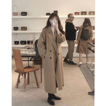 Autumn and winter 2021 New woolen jacket womens woolen coat medium long little Hepburn style thickened Japanese style