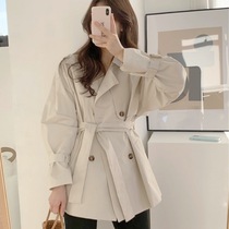 2021 new simple temperament retro casual loose wild waist short windbreaker coat female high-class sense spring and autumn