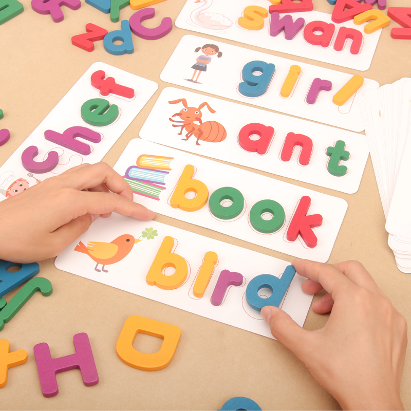 Spelling single words English toy letter block 26 early teaching letters Cognitive Puzzle Enlightenment Early to teach puzzle case