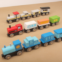 Wooden small train children magnetic car trailer rail car building blocks 2345 years old boys and girls educational toys