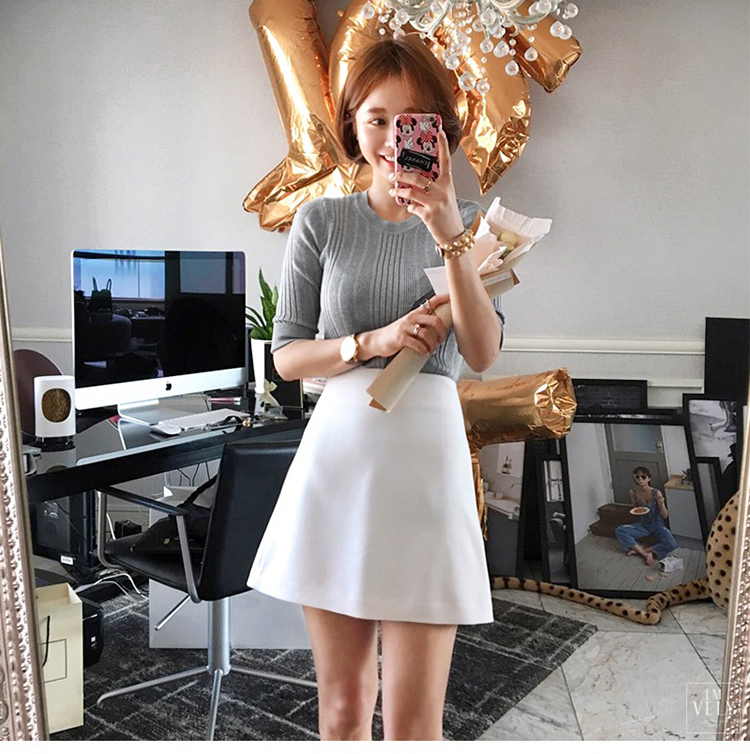 Mùa hè 2019 nữ mới một váy váy chữ size lớn eo cao hoang dã thon thả thon dài chuyên nghiệp váy váy chân váy big size
