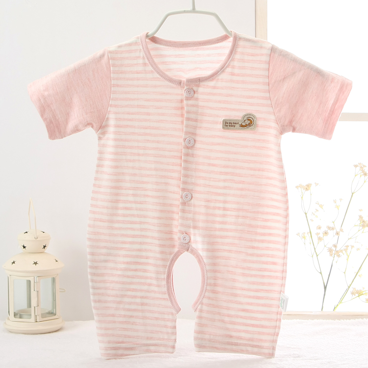 Bông mùa hè bé onesies mỏng ngắn tay quần short sơ sinh quần áo màu bông quần áo bé romper mùa hè ăn mặc