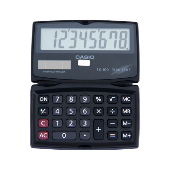 CASIO卡西欧SX-100出差轻巧翻盖式计算器8位小号小型迷你随身便携计算机
