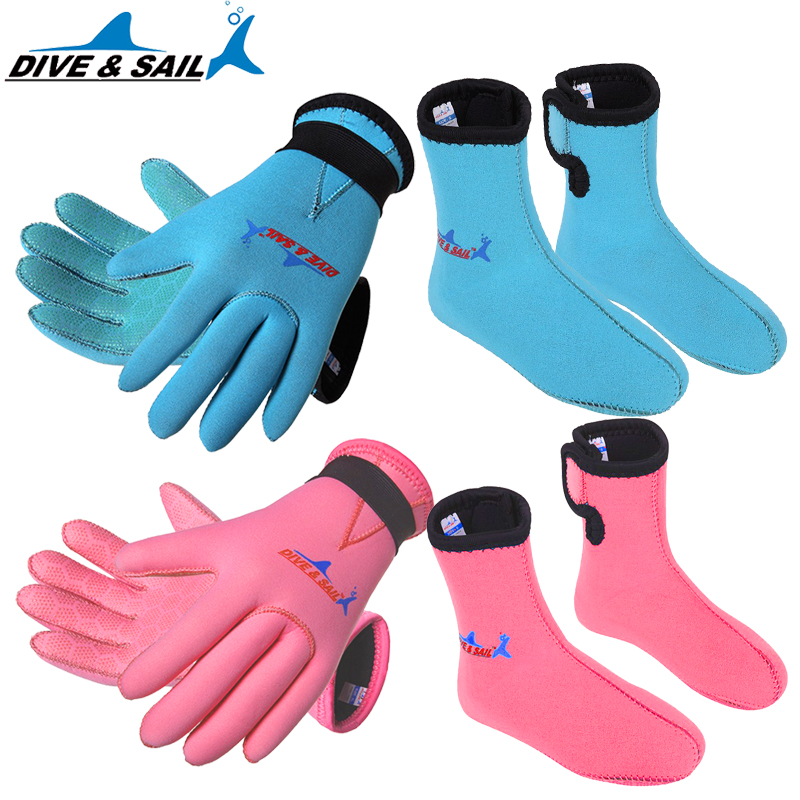 Children's diving socks 3MM protective foot snorkeling socks Non-slip warm thickened swimming gloves Boys winter swimming socks