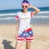 Cặp đôi mới đi biển mặc quần short nam rộng kích thước nhanh khô giản dị Quần short nữ ngắn tay áo phông mùa hè đi biển tuần trăng mật - Quần bãi biển