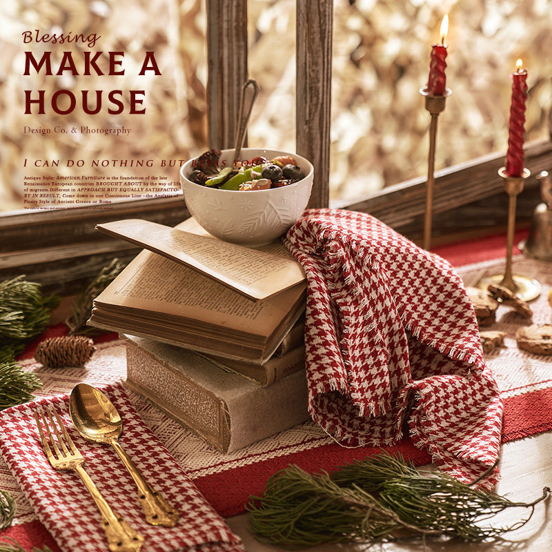 Christmas ins Wedding Dress Code Red Minimis Fancy Luxury Western Dining Mat Cloth Art Thermal Insulation Mat Dining Cloth Cushion Table Cup Mat