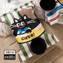 Fandian Curious Cat Cartoon Cute Car Hanging Tissue Box Fabric Home Tissue Box Desktop Tissue Storage Bag