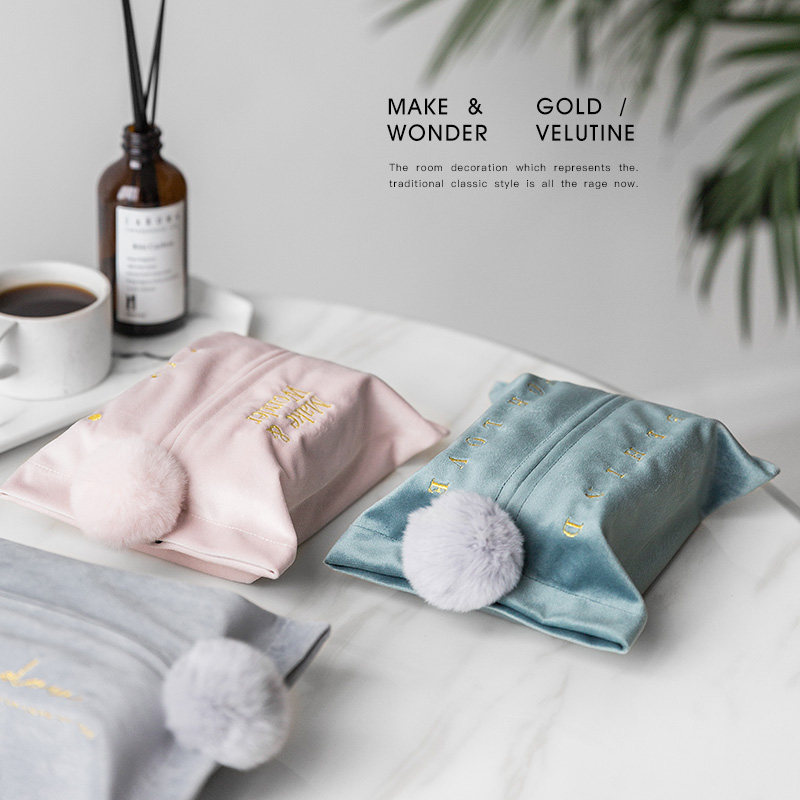 Nordic ins embroidery handmade fabric paper towel cover car with paper towel wrapping paper towel box cover toilet draw paper towel draw