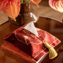 Red Special Wedding Festive Paper Tissue Box Decorative Tissue Cover Office Home Living Room