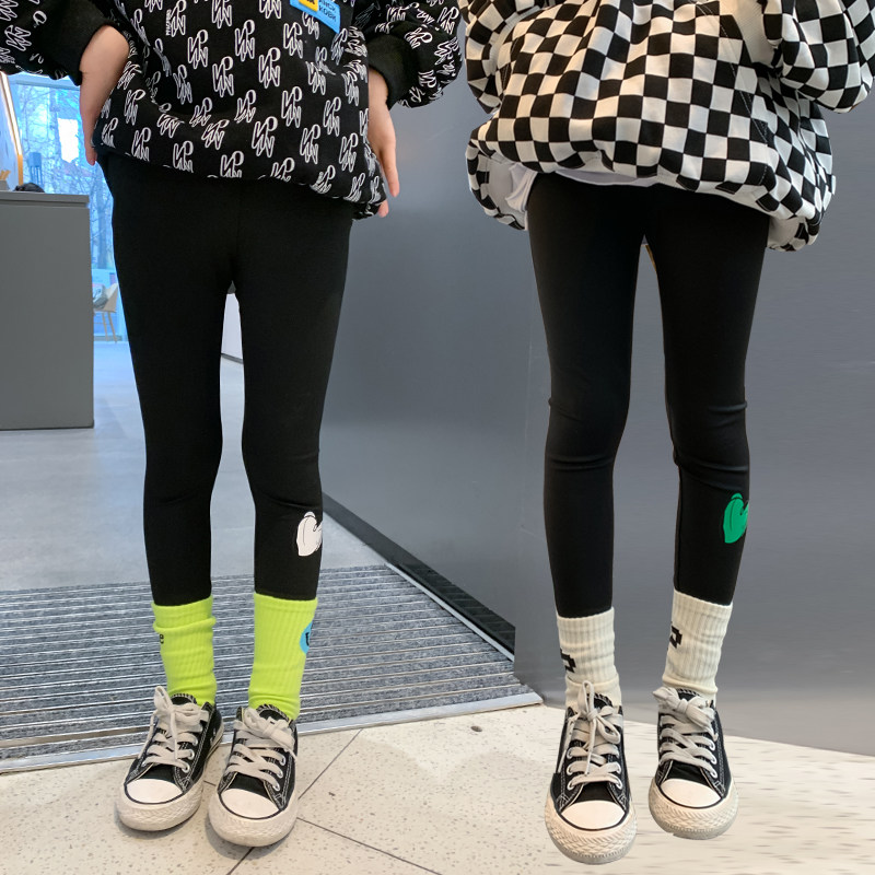 Girl inside lap pants Spring autumn outwear CUHK Girl Han version Black Sport Ocean Yoga pants Children shark pants Female