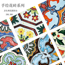 Moroccan hand painted tiles retro art handmade brick restaurant background garden balcony bathroom brick 300X300