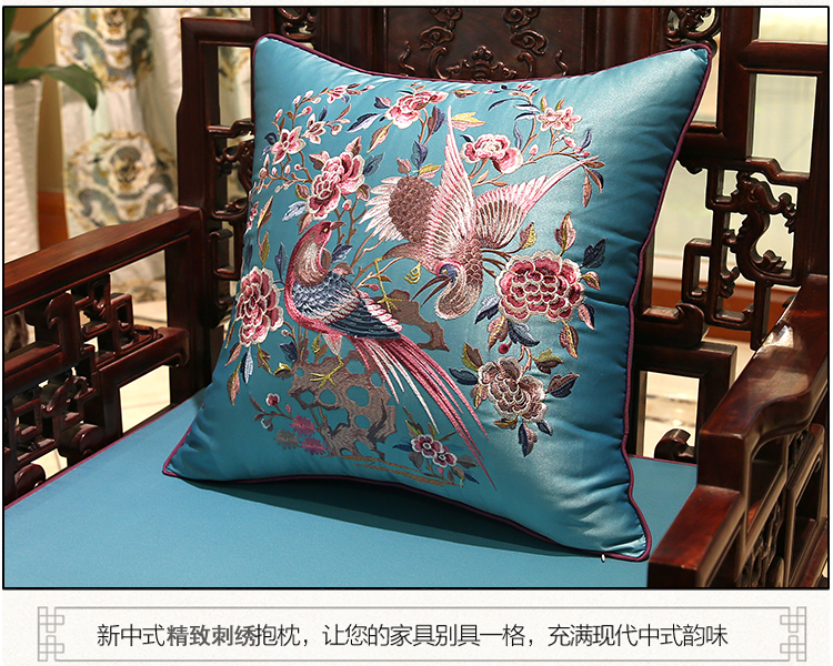 Mới đệm ghế sofa gỗ gụ Trung Quốc thêu gối thêu gối tựa lưng hình chữ nhật lớn bằng gỗ tùy chỉnh bởi bộ gói - Trở lại đệm / Bolsters gối và mền 2 trong 1