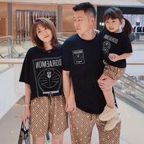 Pro-son clothing family of three summer clothes short sleeve T-shirt 2022 new tide ding when cat mother woman clothing online red ocean gas suit