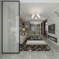 轻奢夹丝夹娟玻璃定制屏风隔断夹丝玻璃淋浴房隔断卫生间干湿分离