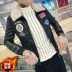 Mùa thu và mùa đông mã nhỏ S code cộng với áo khoác nhung nam xã hội Áo khoác nam phiên bản Hàn Quốc của bản vá tự trồng áo khoác da PU nam XS quần áo thời trang nam cá tính Quần áo lông thú