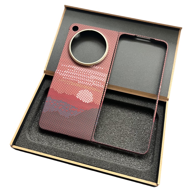 Suitable for Oppo Find N6 Kevlar Phone Case, 600D Aramid Fiber Folding Screen Hard Case, Business Ultra-Thin High-End Oppo Find N5 Phone Case, Mid-Axis Floating Weave Sun-Kissed Gold Metal Ring