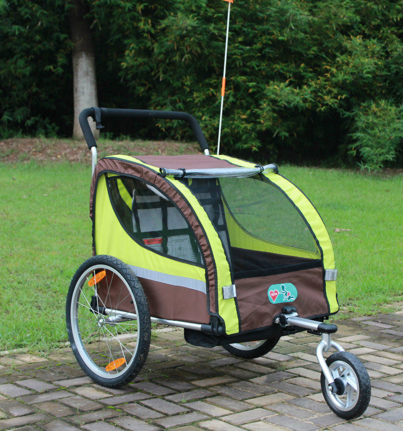 Double Seat Push Trailer Aluminum Alloy Bicycle Trailer Child Trailer Bicycle Baby Stroller Trailer Folding