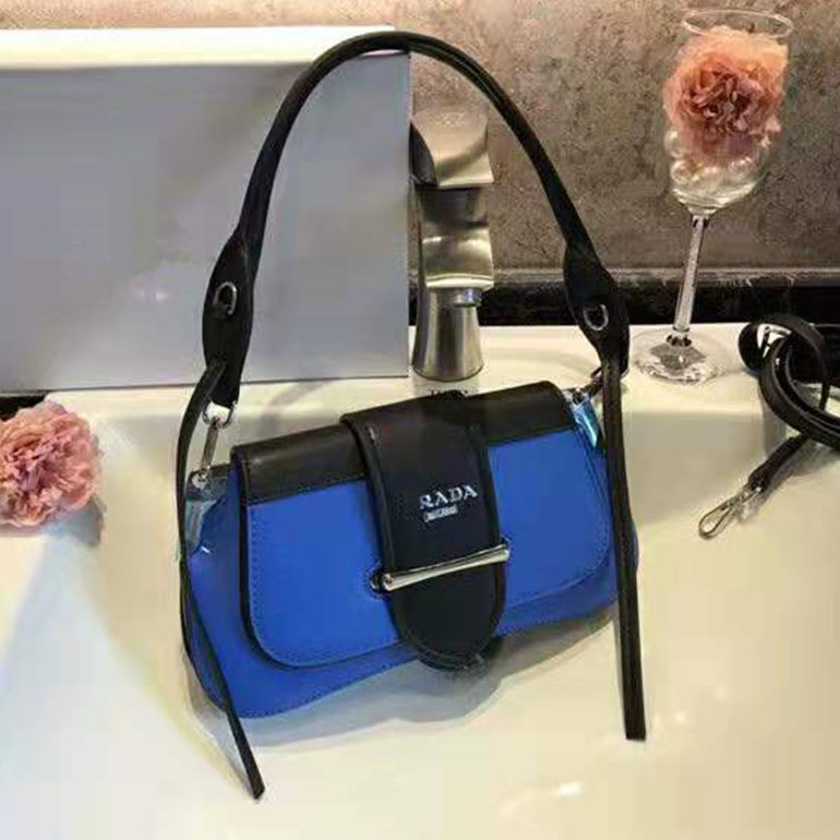 Blue2021 new pattern Saddle bag portable One shoulder Oblique back Color matching Female bag at home and abroad Star of the same style Europe and America fashion trend