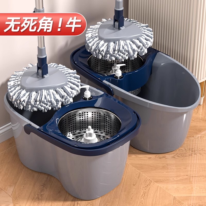 360-Degree Absorbent Cloth Lazy Mop with Automatic Spin-Dry and Dehydration, Rotating Mop with Bucket for Home Use, One-Step Cleaning, Hands-Free Washing