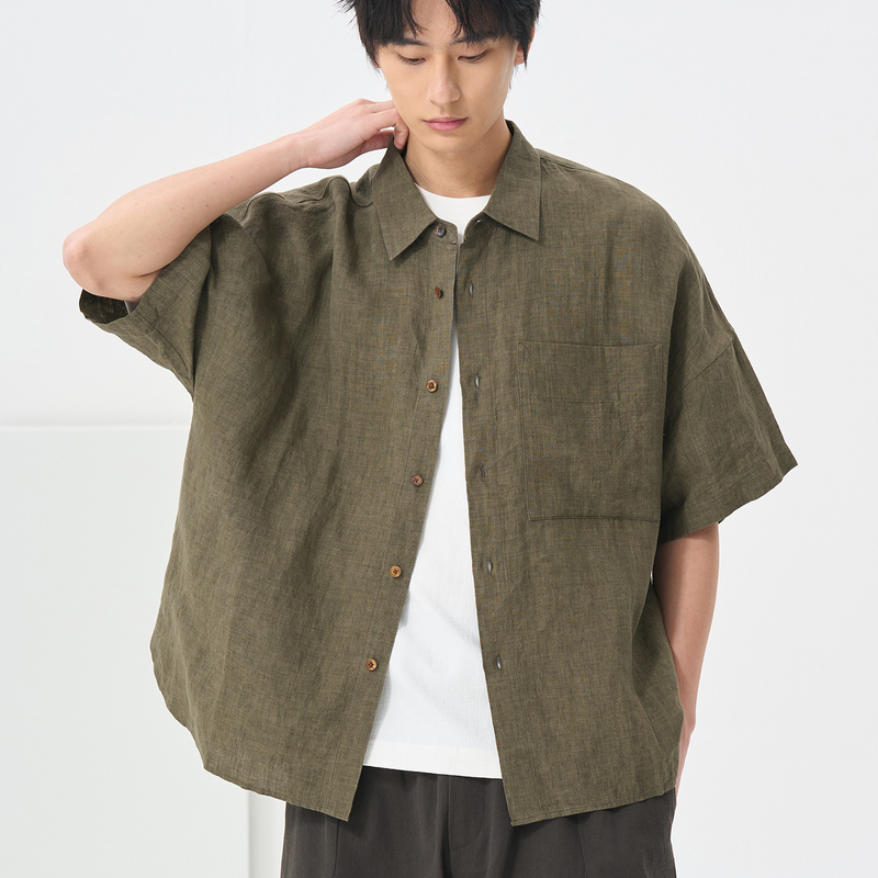 100% Linen Shirt for Men, Short-Sleeved, Turn-Down Collar, Loose Fit, Casual, Wide Style, Breathable Shirt, Men's Relaxed Top 100% Linen Shirt for Men, Short-Sleeved, Turn-Down Collar, Loose Fit, Casual, Wide Style, Breathable Shirt, Men's Relaxed Top
