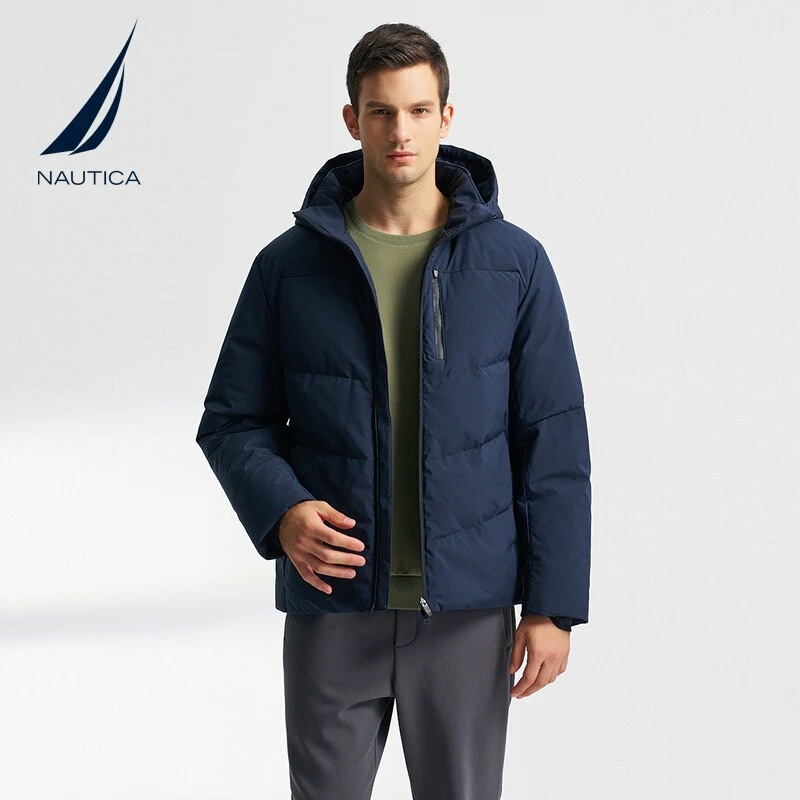 Nautica/Notica Men's Winter Water-Repellent Fluffy Warm Hooded down Jacket Jo4401 with Detachable Hood