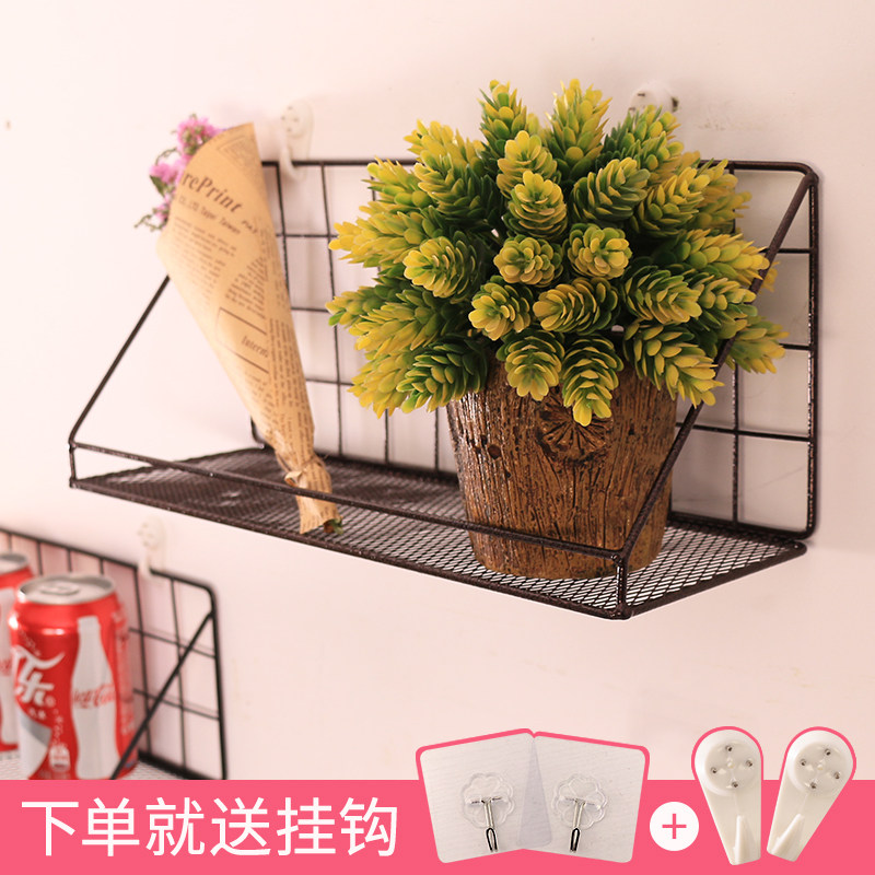 Wall shelve bedroom wall Wall Free Hanging Basket Iron Art Kitchen Make-up Room Wall Student Dorm Room shelf