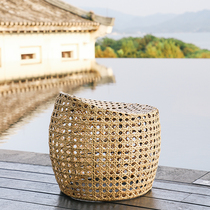  The Mazay rattan round stool ins net red rattan low stool Designer creative round pier balcony casual small stool
