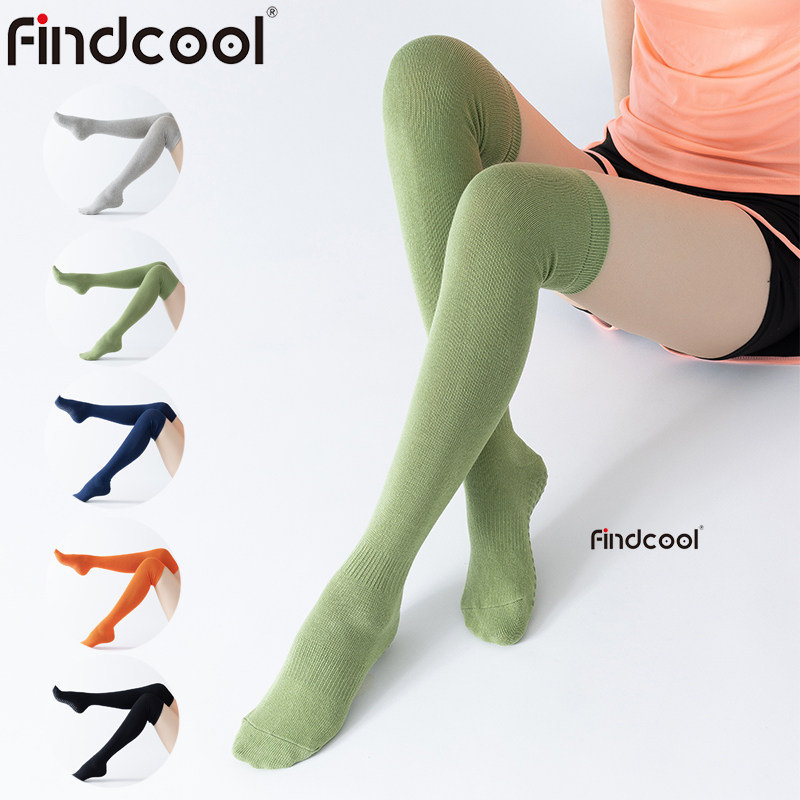 Findcool Yoga Socks Long Tube Over the Knee Autumn Winter Warm Non-Slip Round Toe Socks Indoor Floor Dance Socks Pilates