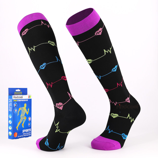 Findcool Muscle Slim Socks Marathon Compression Socks Fashionable Fitness Socks Long Running Socks Cycling Socks