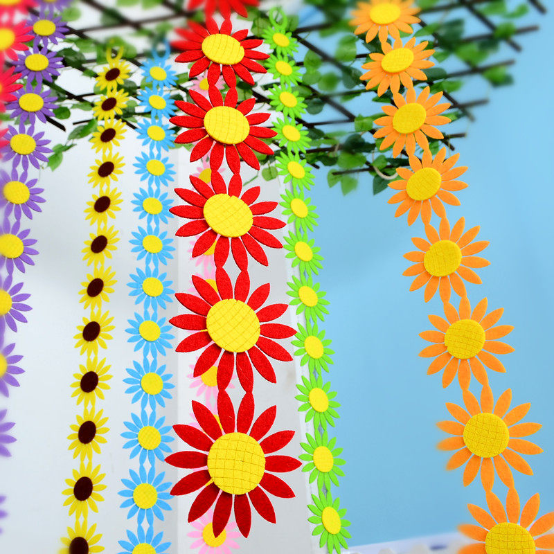 Sunflower non-woven hanging decoration classroom corridor dress blackboard hanging strip classroom theme wall with side strip