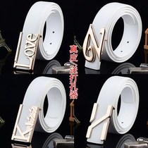 Domineering Belt Mens belt mens white young business society buckle male youth I-shaped buckle birthday big boyfriend