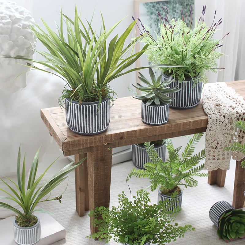 Sicilian Green Plant Lavender Simulation Plant Bonsai Home Office Interior Potted Fake Tree Decoration