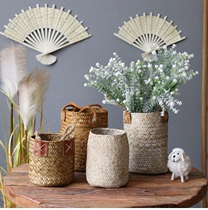 Pastoral creative flower basket Seagrass woven basket seagrass vase Floor-standing flower basket Dried flower basket flower vase