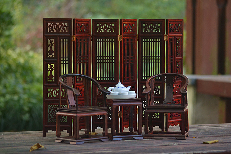 Mô hình nội thất thu nhỏ Mahogany Mini Wood Ghế trang trí Circle Circle Cán bộ Hat Ghế Màn hình Nhà búp bê - Trang trí nội thất trang trí bếp