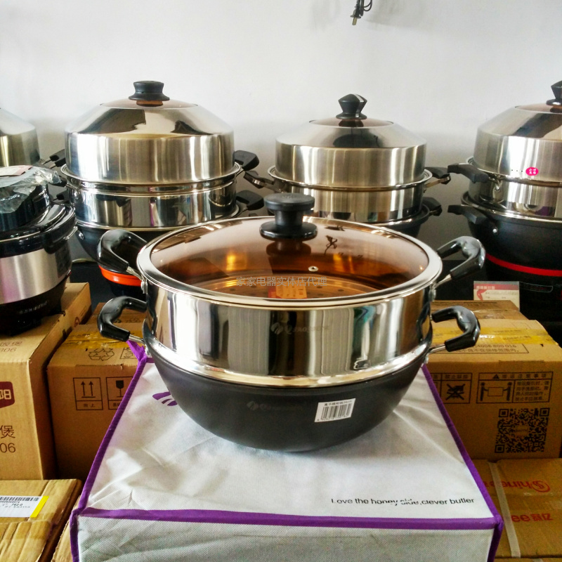 Chong sister cast iron really stainless multi - functional fried boiler steam cooker 32-34-36cm gas electromagnetic furnace general purpose