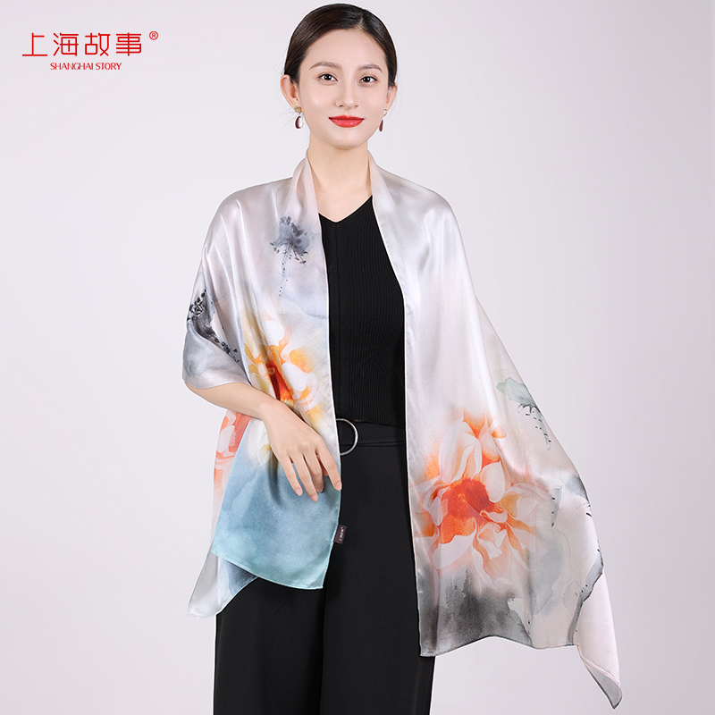 Shanghai story to teacher mother birthday present Silk towel female sauna silk scarf gift bowl
