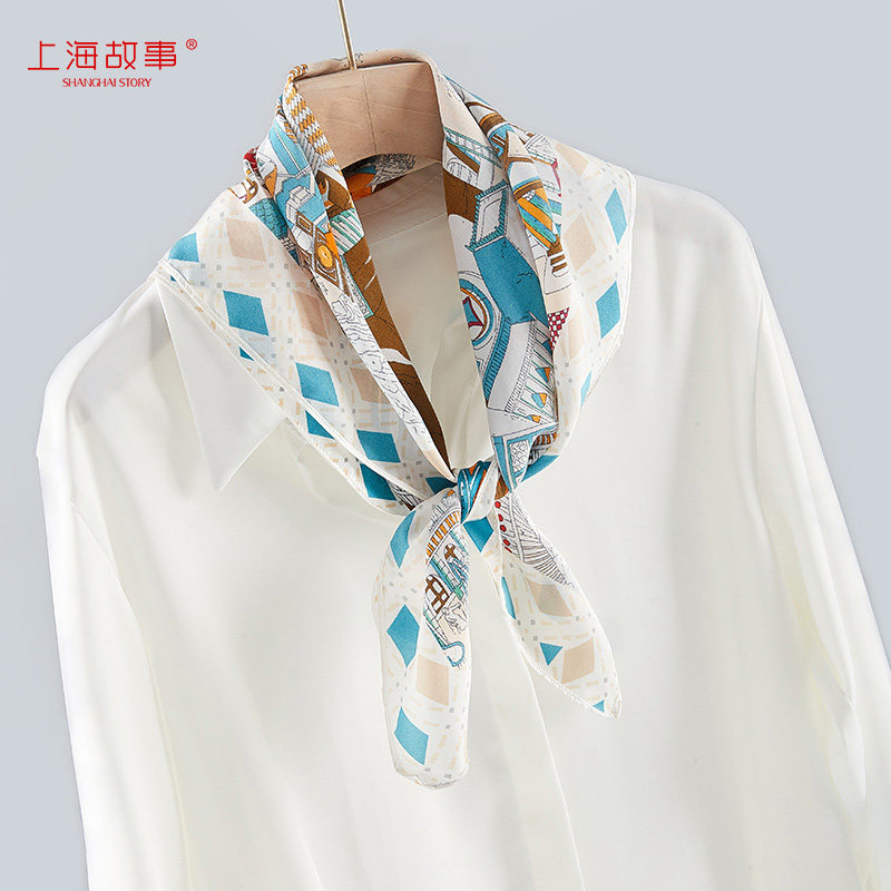 Shanghai Story 2022 mulberry silk silk mother gift spring and autumn thin silk scarf belt hairband all-match women's models
