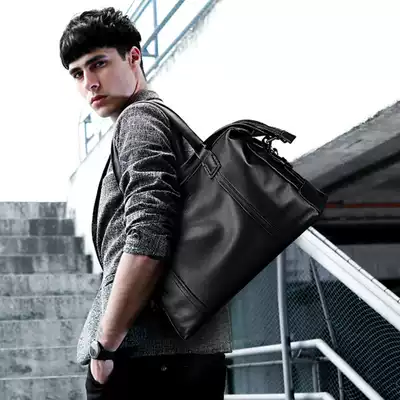 2020 new men's leather handbag first layer calfskin shoulder messenger men's bag soft leather business briefcase bag tide